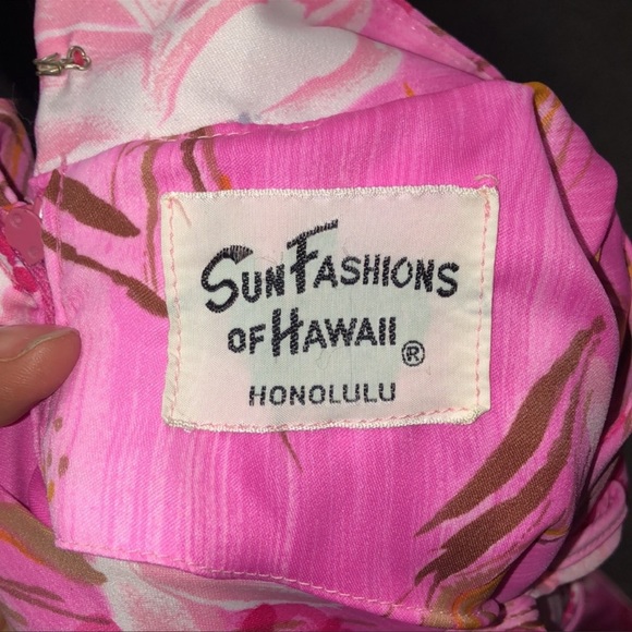 Vintage 60s Sun Fashions of Hawaii Floral Caftan Maxi Dress M/L - Picture 8 of 8